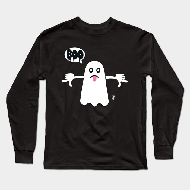 Ghost Of Disapproval - Unhappy​ Ghost​ Saying​ BOO! and showing tongue Long Sleeve T-Shirt by ArtProjectShop